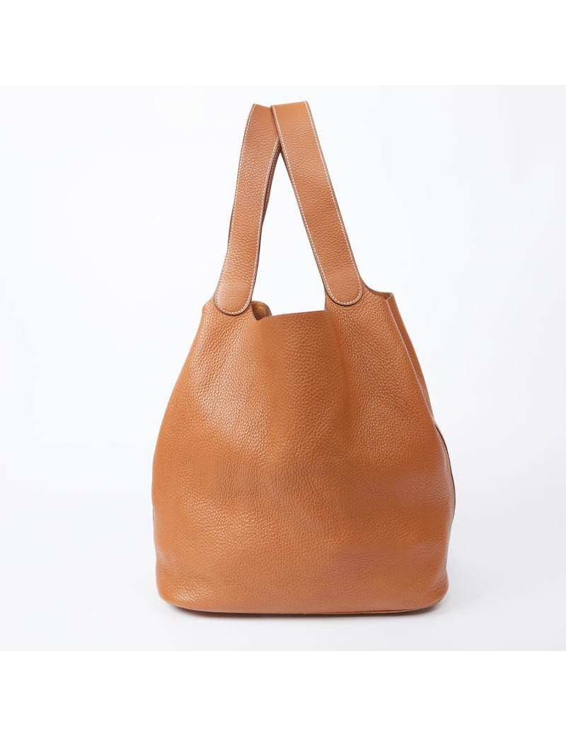 Sac Picotin HERMES GM taurillon Clémence gold