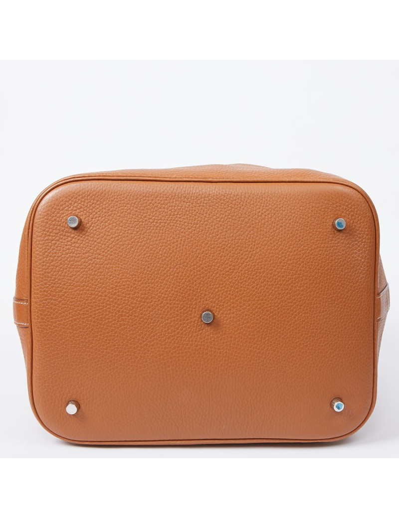 Sac Picotin HERMES GM taurillon Clémence gold