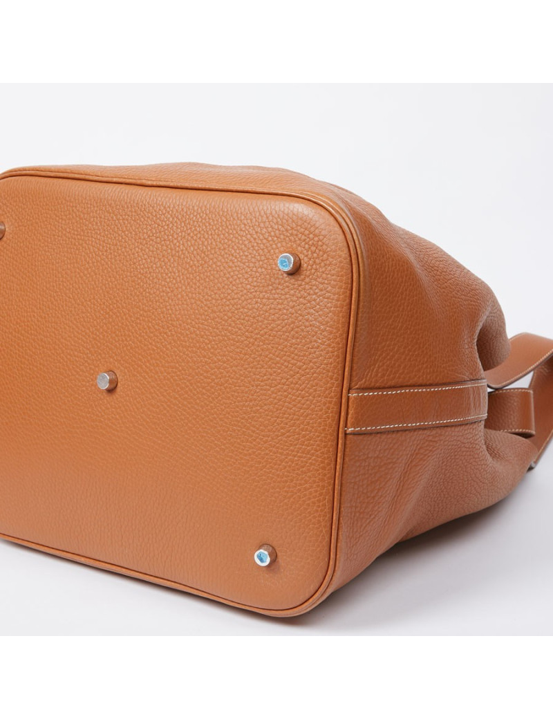 Sac Picotin HERMES GM taurillon Clémence gold