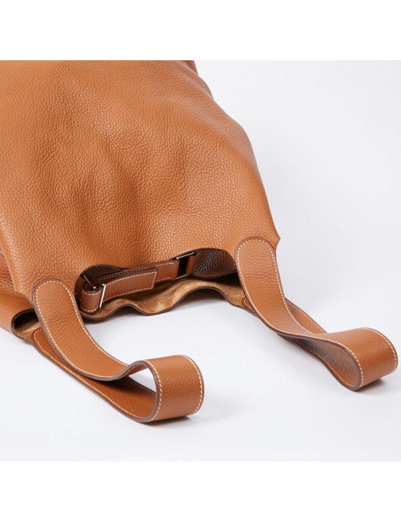 Sac Picotin HERMES GM taurillon Clémence gold