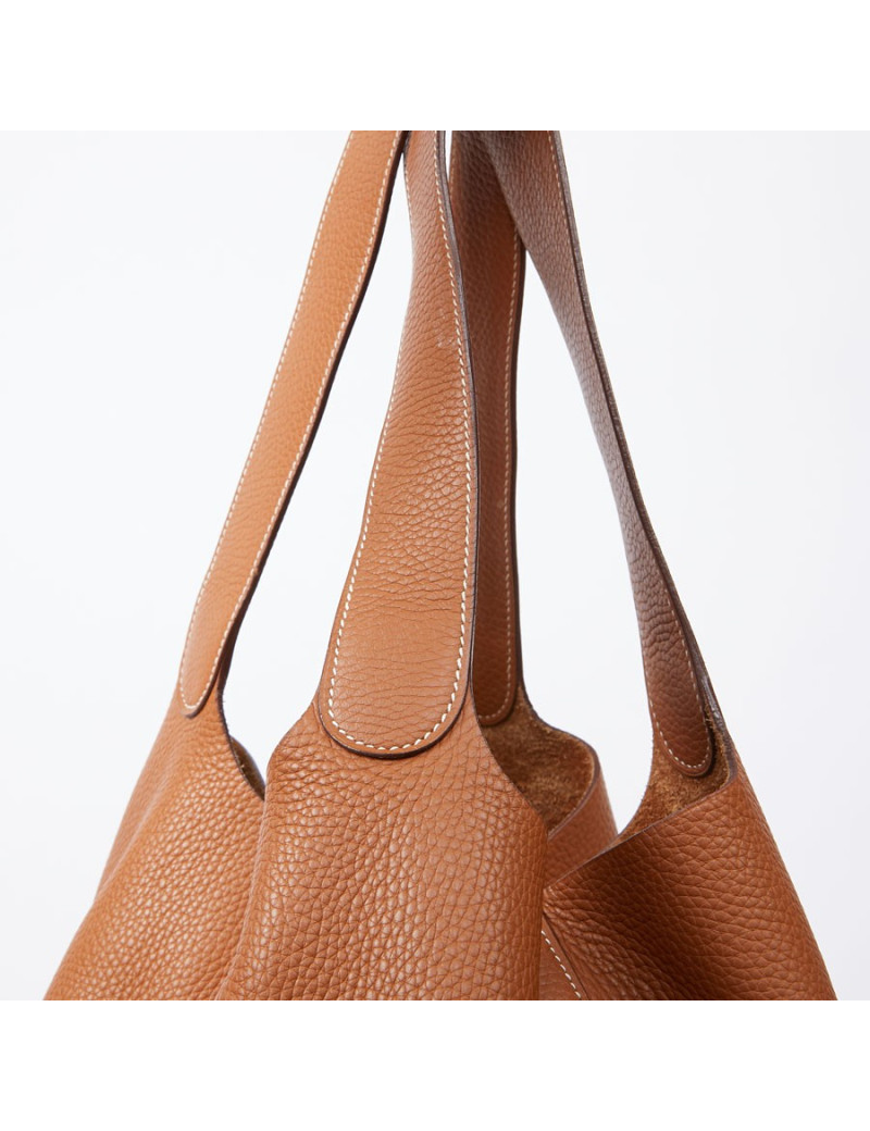 Sac Picotin HERMES GM taurillon Clémence gold
