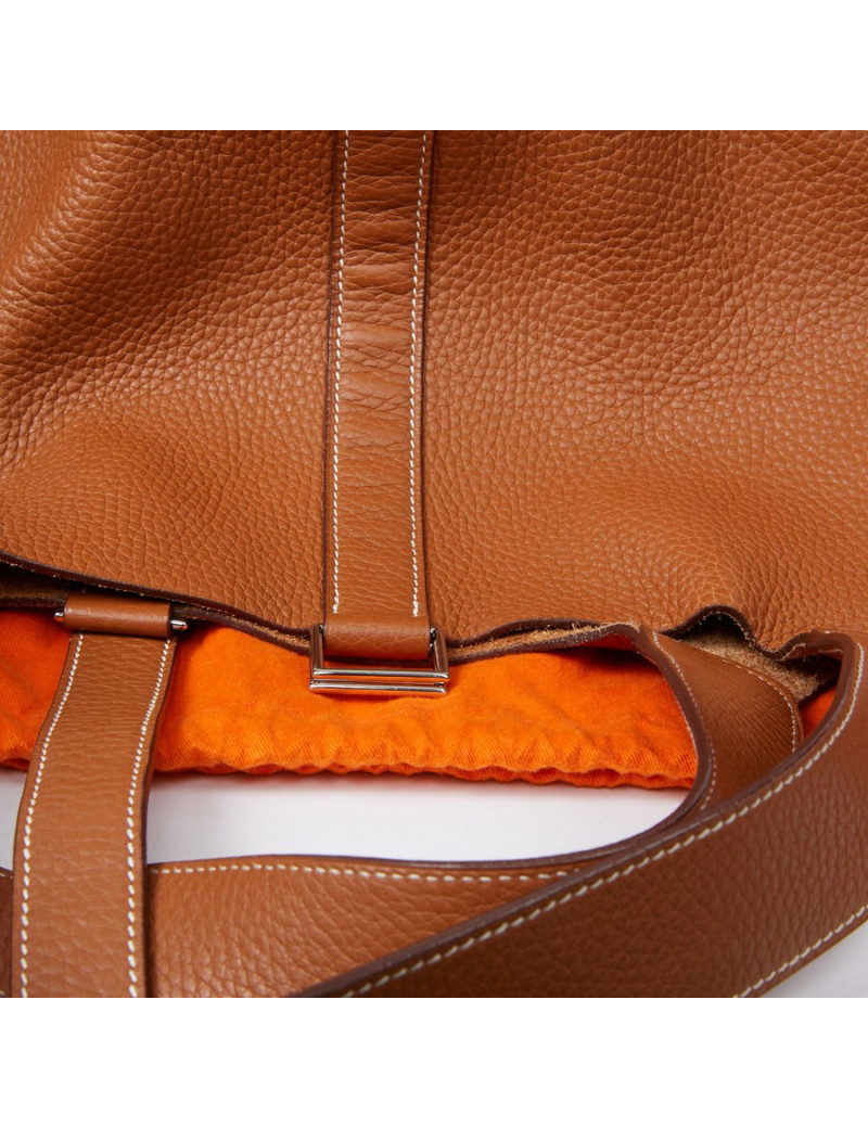 Sac Picotin HERMES GM taurillon Clémence gold