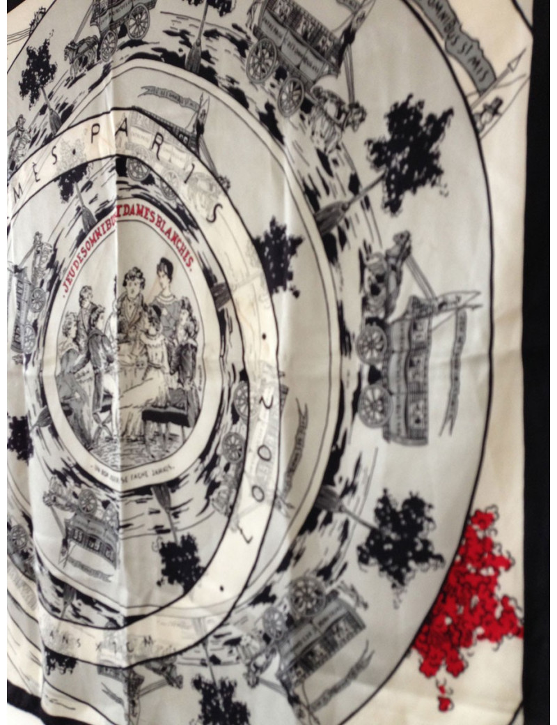 Petit foulard HERMÈS "Jeu des omnibus et dames blanches"