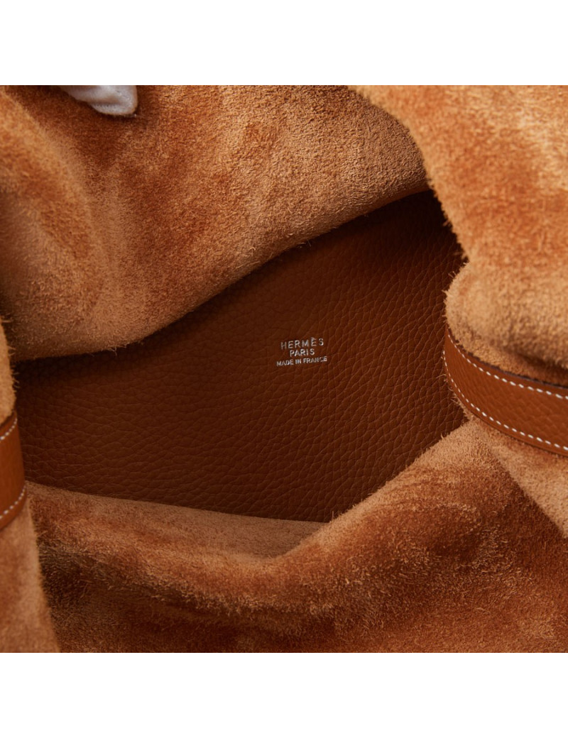 Sac Picotin HERMES GM taurillon Clémence gold