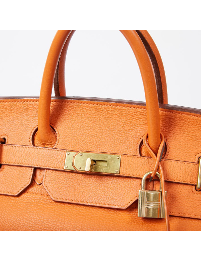 Sac Haut à Courroies HERMES cuir togo orange