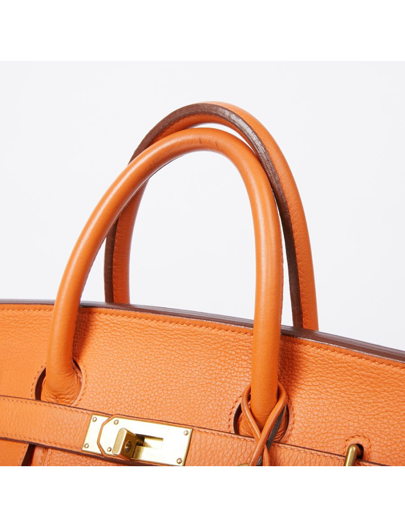 Sac Haut à Courroies HERMES cuir togo orange