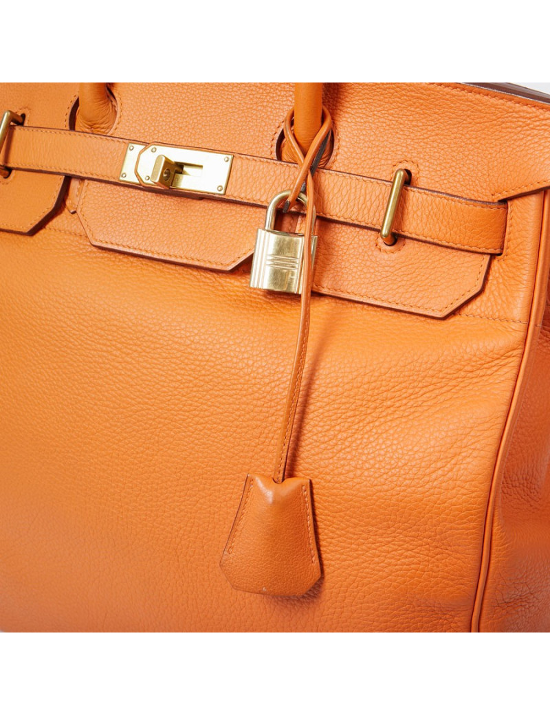 Sac Haut à Courroies HERMES cuir togo orange