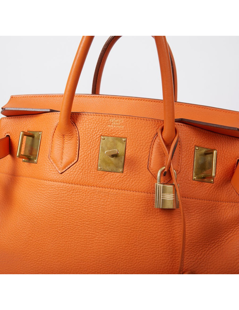 Sac Haut à Courroies HERMES cuir togo orange