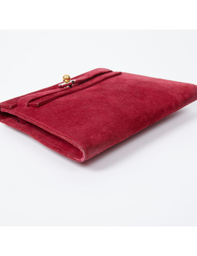 Mini sac Kelly vintage HERMES veau velours framboise
