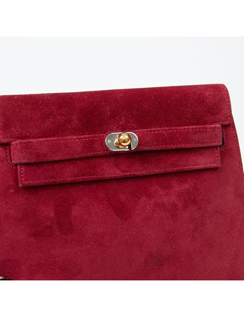 Mini sac Kelly vintage HERMES veau velours rose