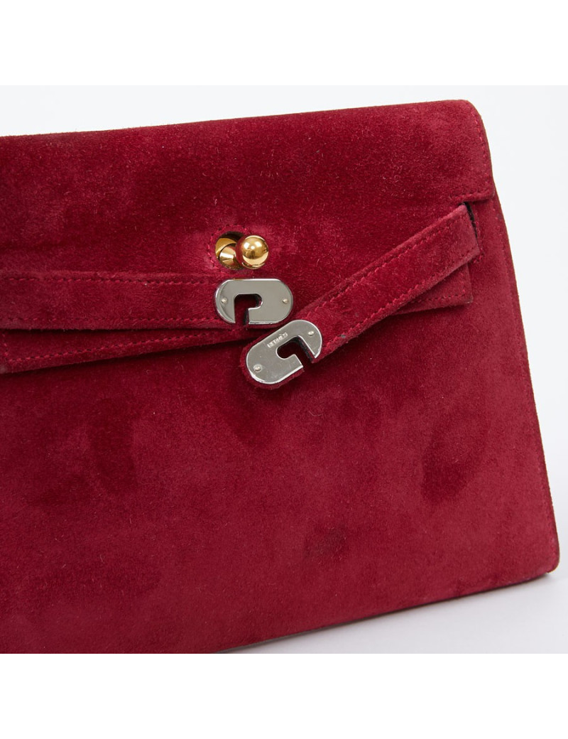 Mini sac Kelly vintage HERMES veau velours rose