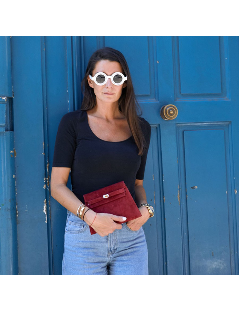 Mini sac Kelly vintage HERMES veau velours framboise