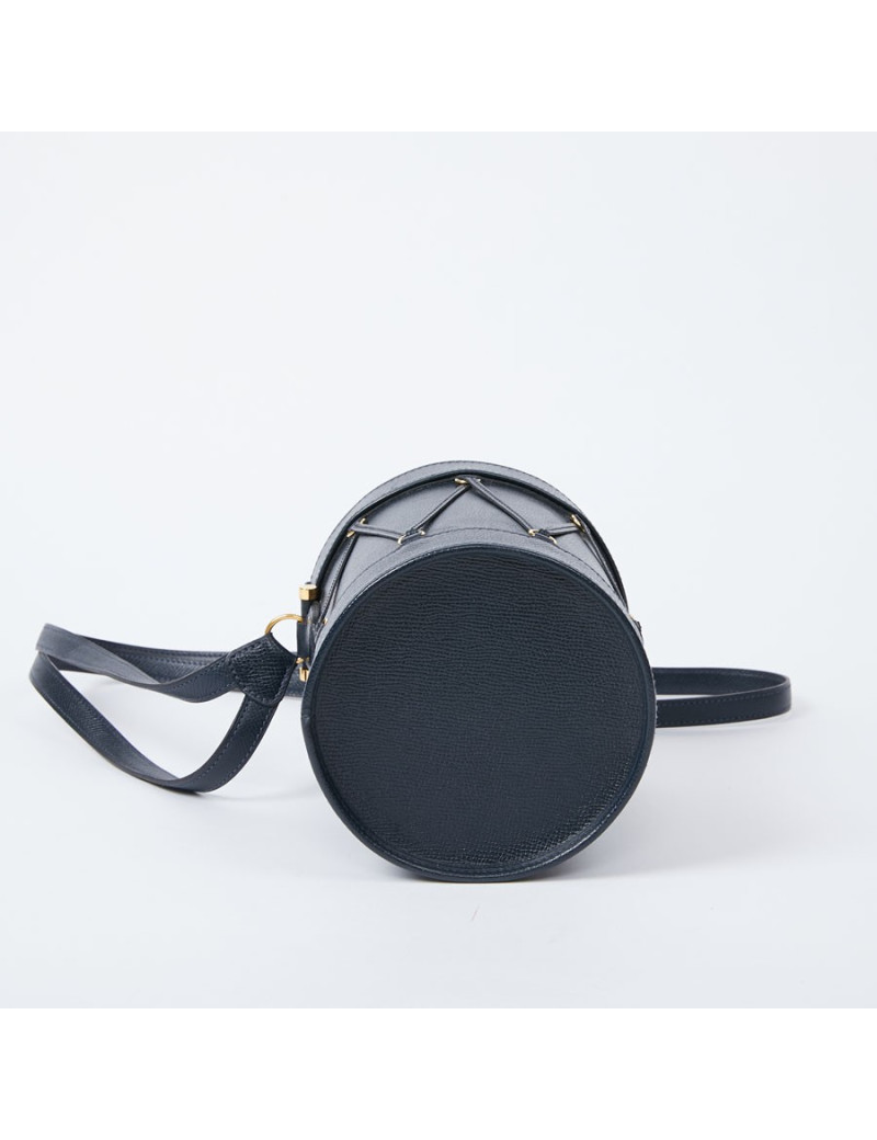Sac Tambour HERMÈS cuir bleu
