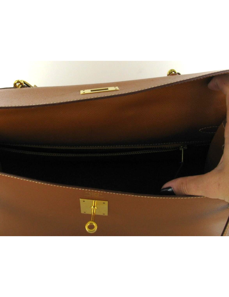 Sac KELLY HERMES cuir courchevel gold 