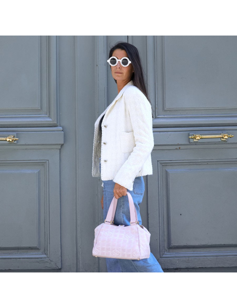 Sac Chanel en toile monogramme rose
