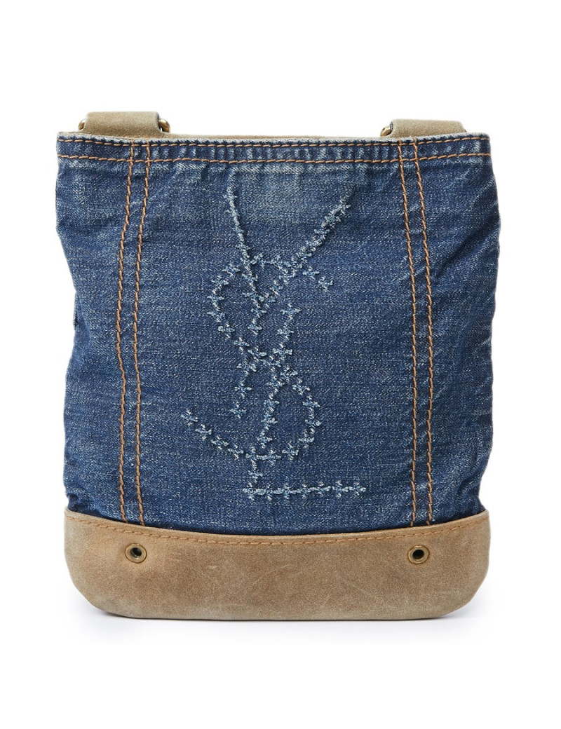 Sac bandoulière YSL en toile denim bleu 