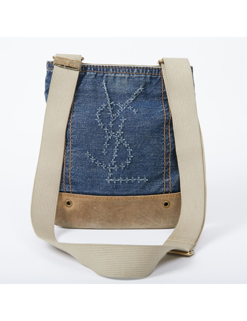 Mini sac YSL en toile denim bleu 