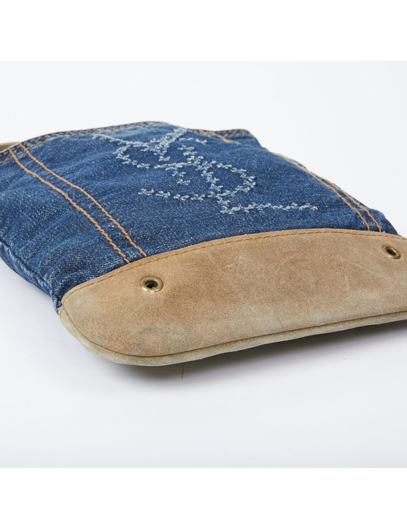 Sac bandoulière YSL en toile denim bleu 