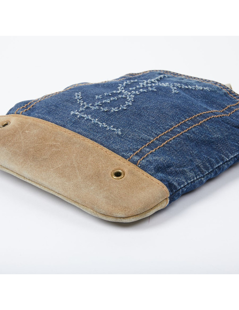 Sac bandoulière YSL en toile denim bleu 