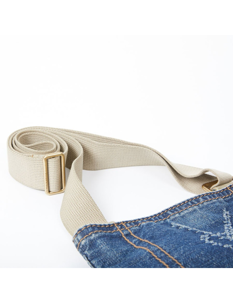 Sac bandoulière YSL en toile denim bleu 