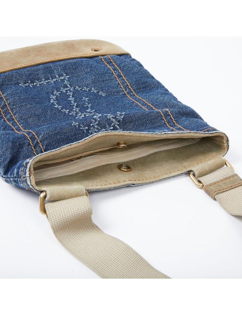 Mini sac YSL en toile denim bleu 