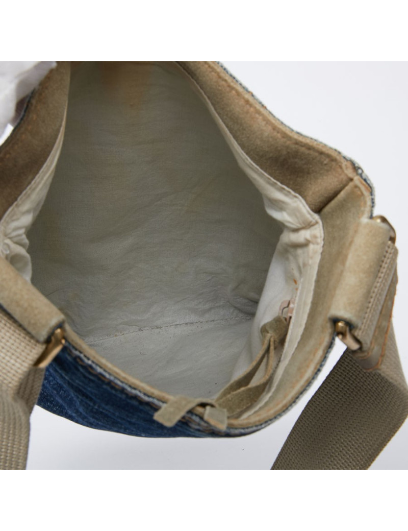 Mini sac YSL en toile denim bleu 