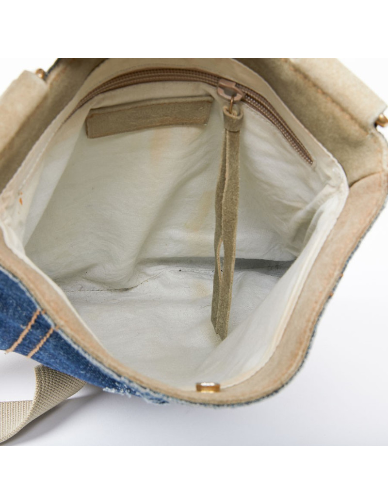 Mini sac YSL en toile denim bleu 