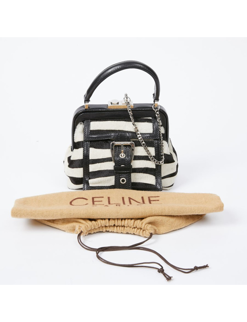 Mini sac CELINE en chèvre façon zèbre 