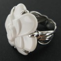 Ring white gold and white agate CHANEL Camellia