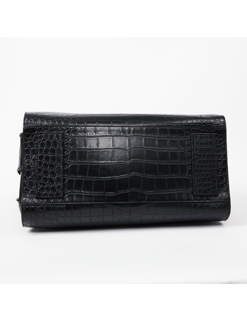 Sac de journ YSL SAINT LAURENT cuir façon croco noir
