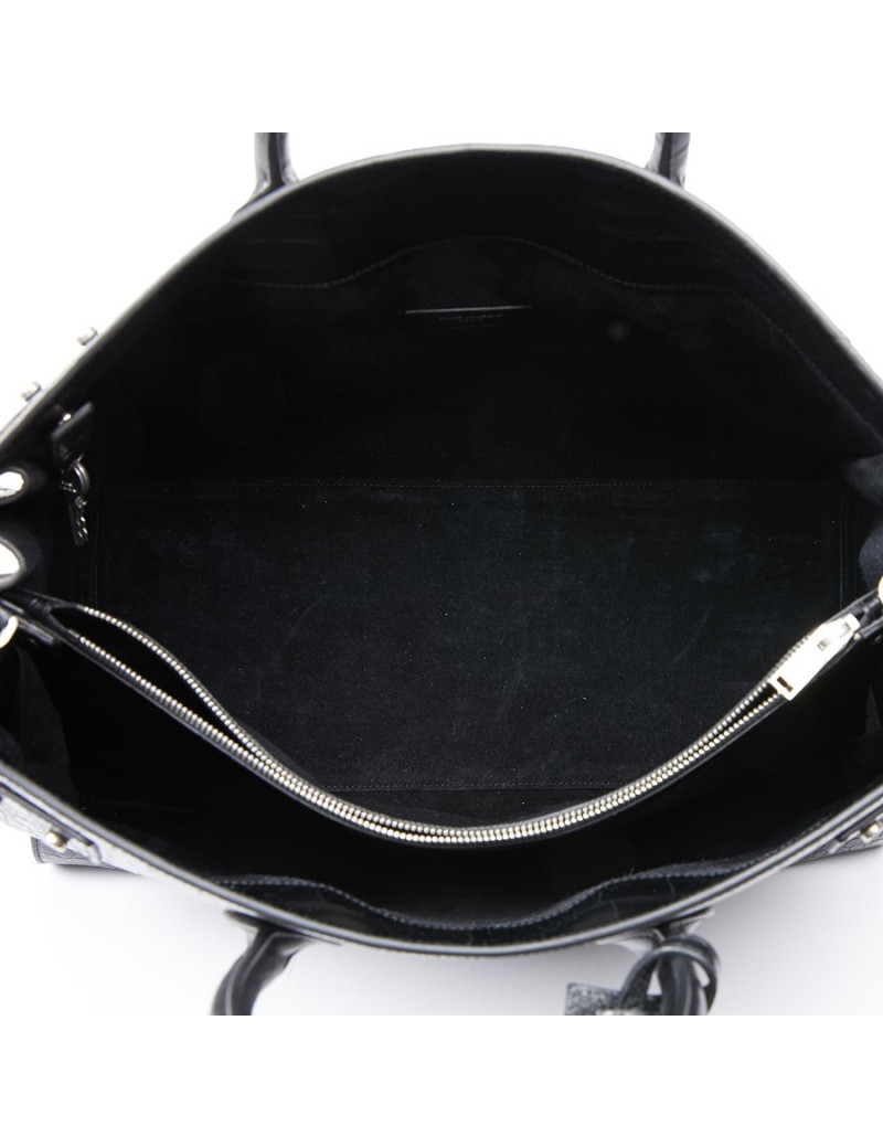 Sac de journ YSL SAINT LAURENT cuir façon croco noir