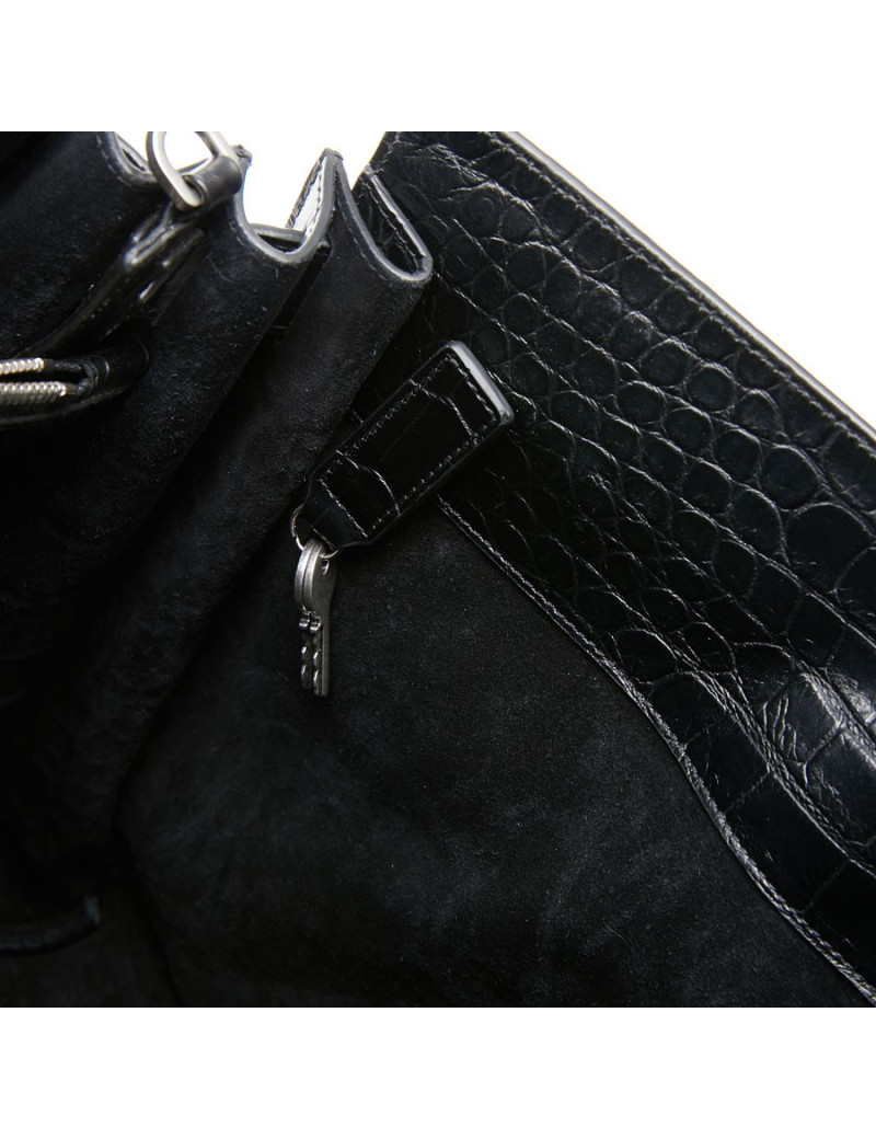 Sac de journ YSL SAINT LAURENT cuir façon croco noir