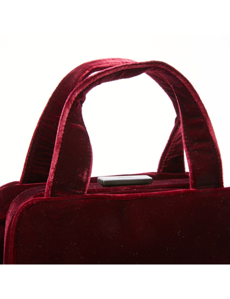 Sac PRADA velours rouge Cardinal