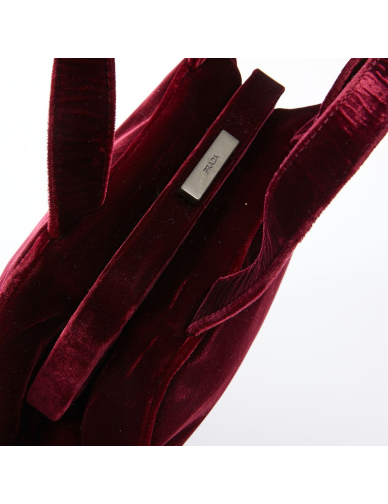 Sac PRADA velours rouge Cardinal