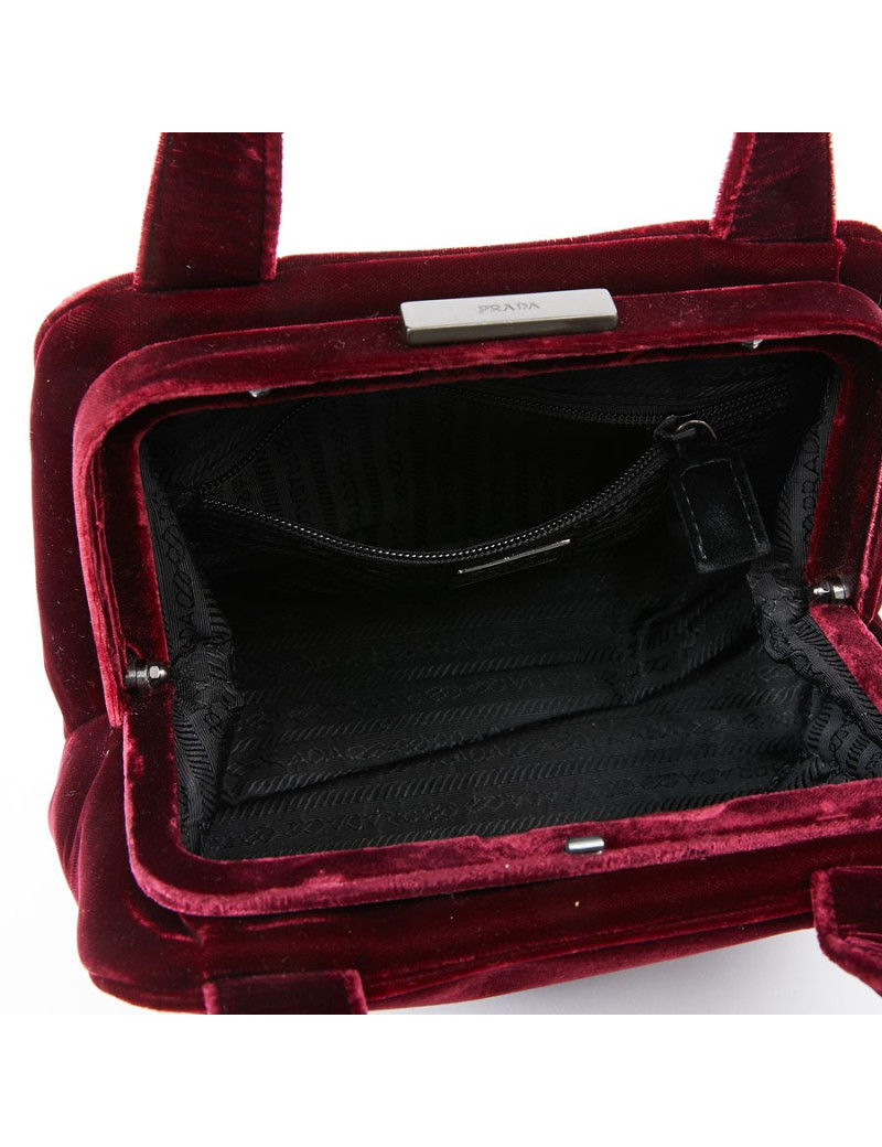 Sac PRADA velours rouge Cardinal