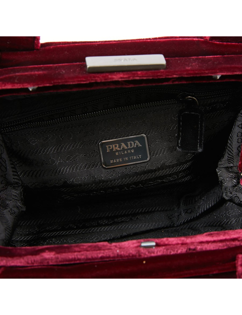 Sac PRADA velours rouge Cardinal