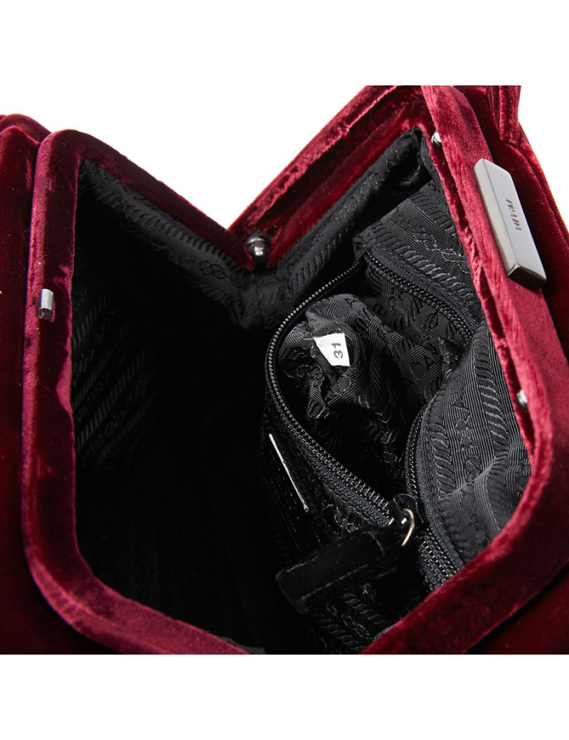 Sac PRADA velours rouge Cardinal