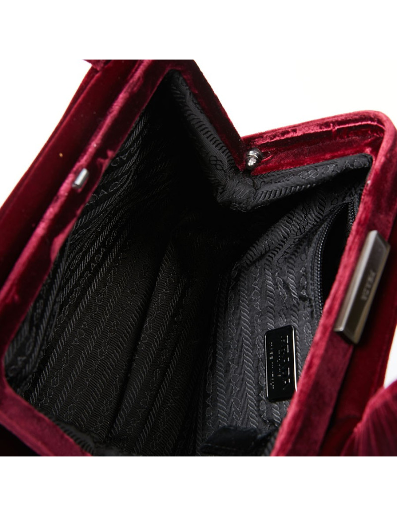 Sac PRADA velours rouge Cardinal