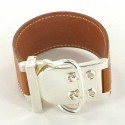 HERMES Sellier leather strap in gold and palladium