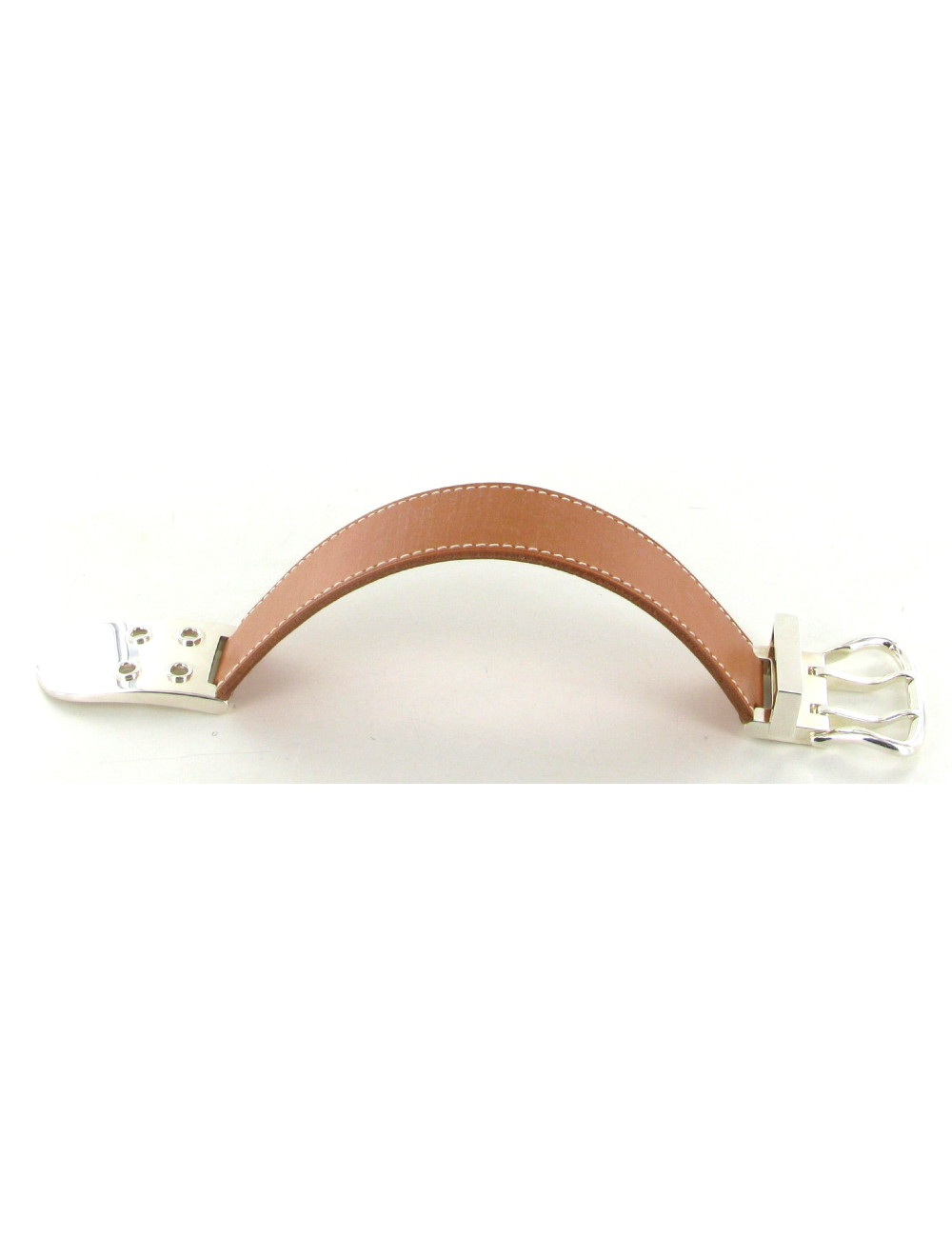 Bracelet HERMES Sellier en cuir gold et palladium