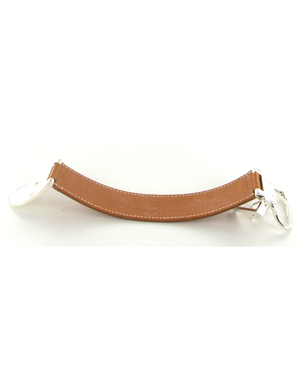 Bracelet HERMES Sellier en cuir gold et palladium