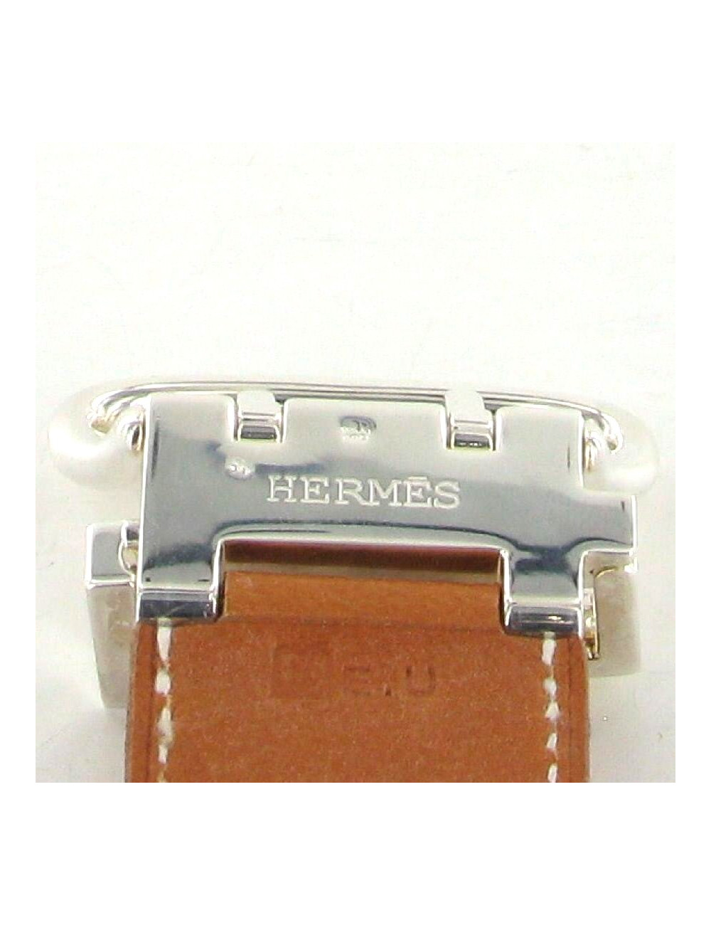 Bracelet HERMES Sellier en cuir gold et palladium