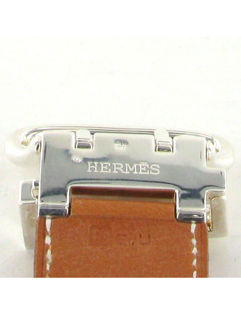 Bracelet HERMES Sellier en cuir gold et palladium