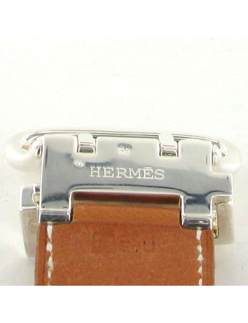 Bracelet HERMES Sellier en cuir gold et palladium