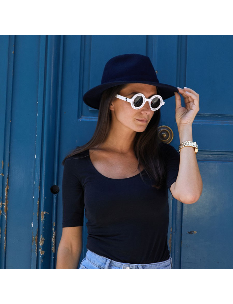 Chapeau T 60 HERMES feutrine bleu 