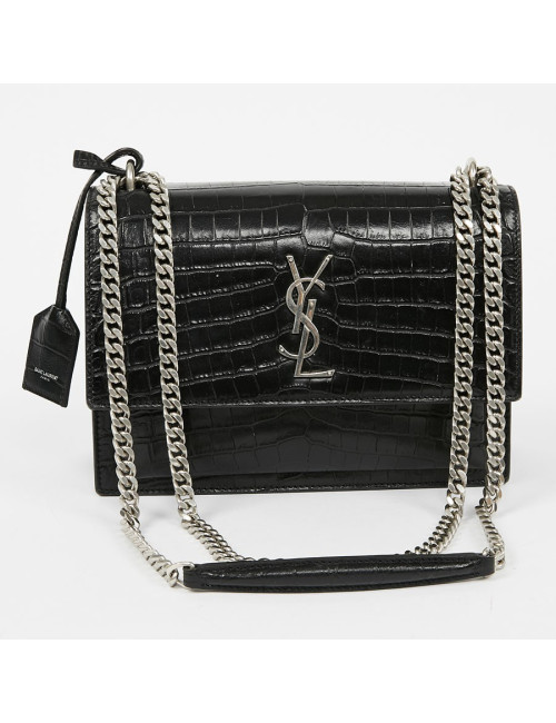 Sac Sunset medium YSL cuir embossé crocodile