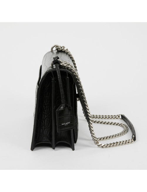 Sac Sunset medium YSL cuir embossé crocodile