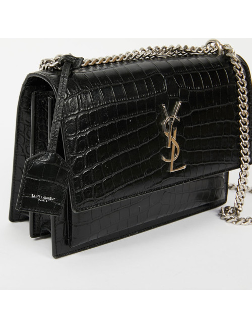 Sac Sunset medium YSL cuir embossé crocodile