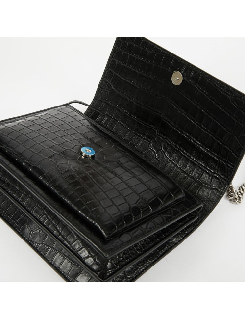 Sac Sunset medium YSL cuir embossé crocodile