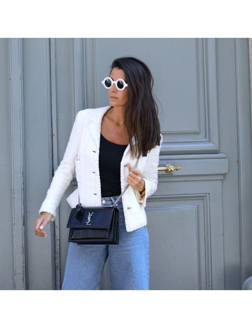 Sac Sunset medium YSL cuir embossé crocodile